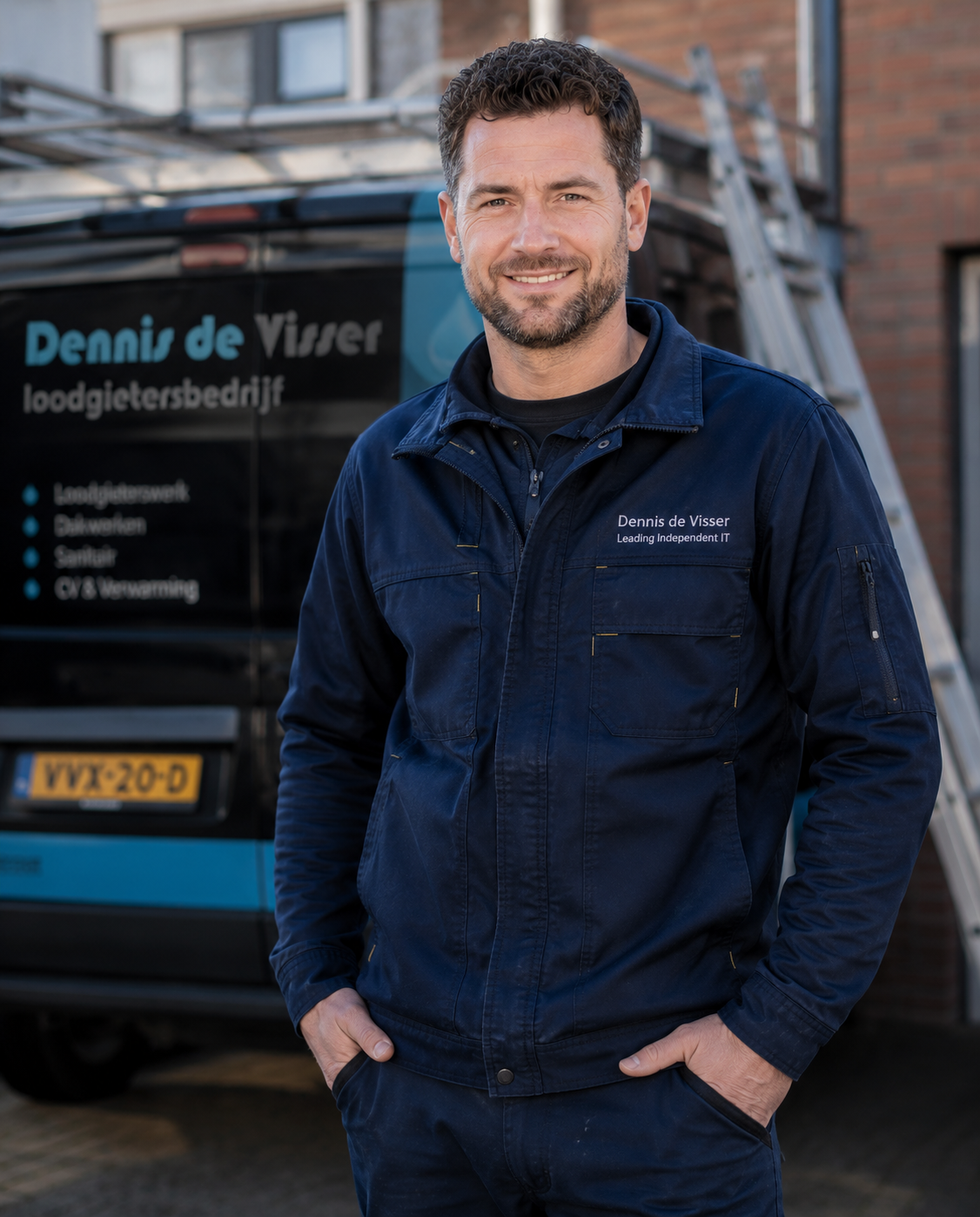 Dennis de Visser aan het werk